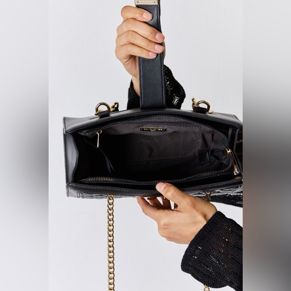BOUTIQUE David Jones Quilted PU Leather & Chain Straps Handbag, in Black - Picture 3 of 10